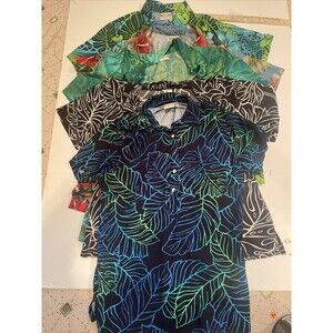 Go Barefoot Hawaiian Shirt Mens Large Floral Tribal Aloha USA Made (Lot of 5)